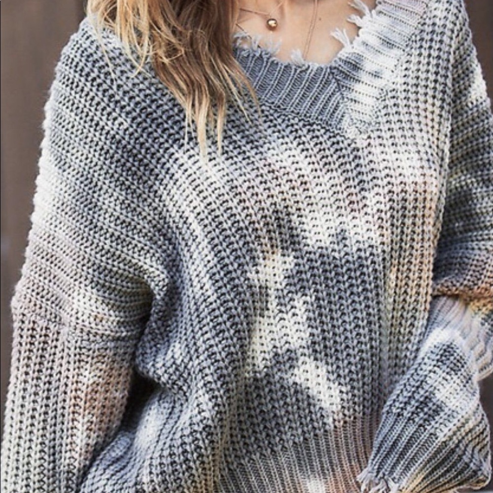 📍SIZE L LEFT 📍Don’t Forget Me Frayed Tie Dye Sweater - Picture 5 of 5